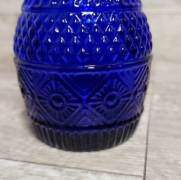 Cobalt Blue Pilgrim Glass Creamer Pitcher Hand Blown Applied Handle Vintage 4.5" - Picture 6 of 7